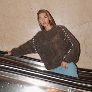 American dreams fuzzy whipstitch sweater